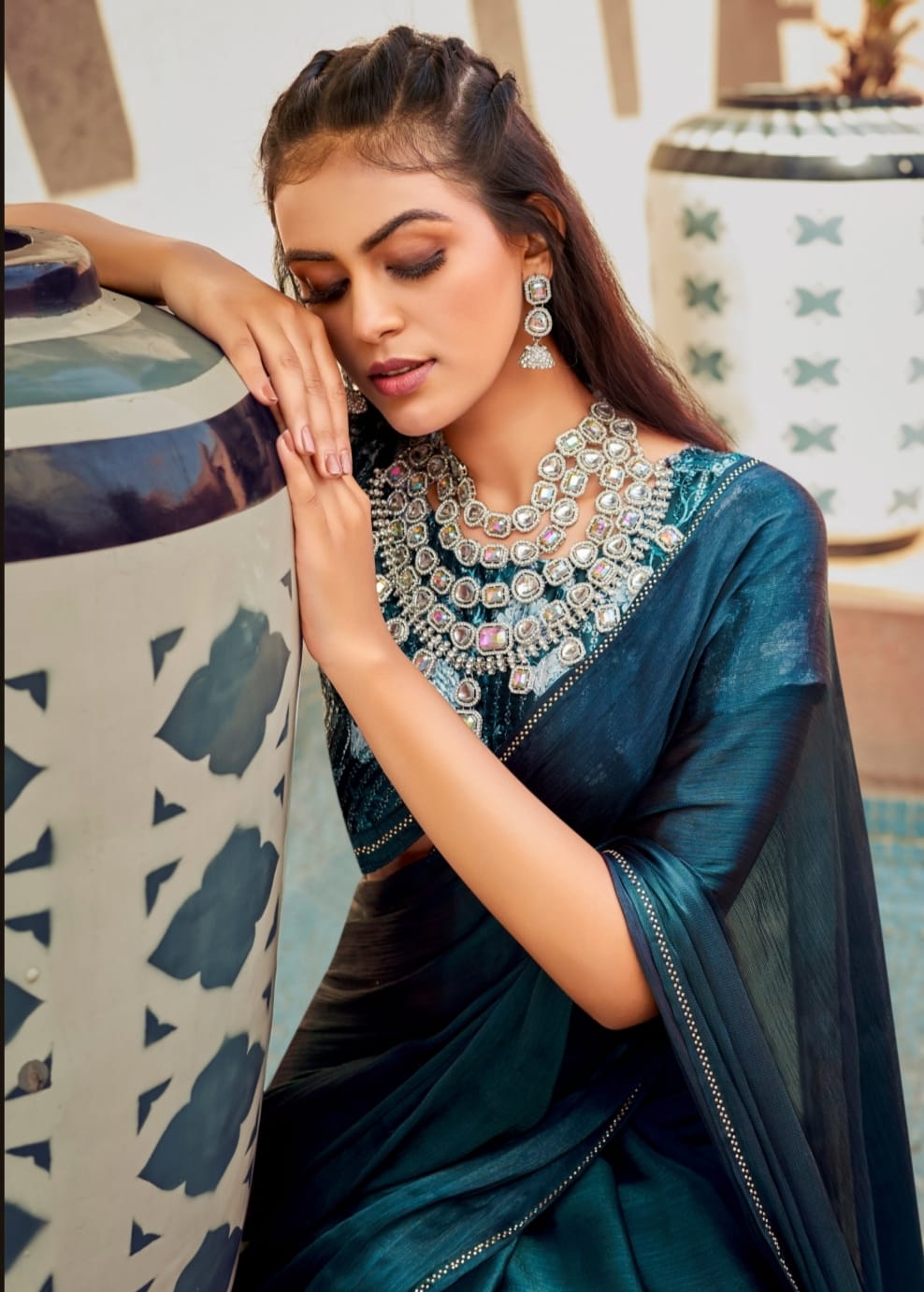 Neel Vol 5 Swarovski Mono Satin Party Wear Sarees Wholesale Price In Surat